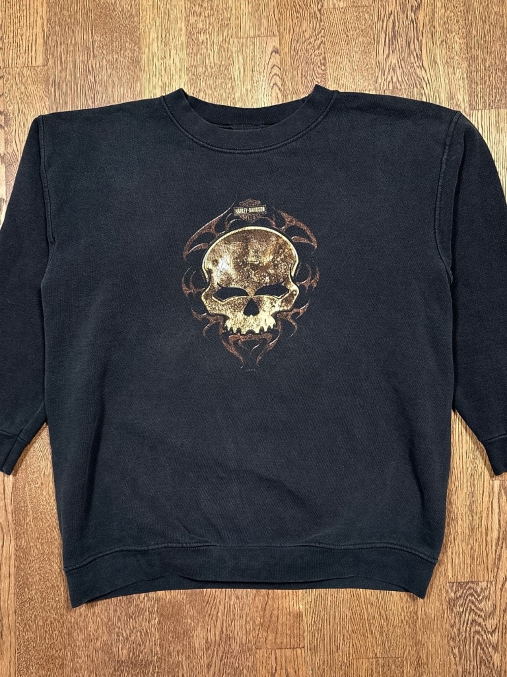 Vintage Y2K Harley Davidson Skull TNT Quincy Illinois Sweatshirt Womens Medium